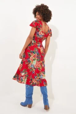 Joe Browns Kleid Mit Volantsaum Und Rosenprint -MONSON Kleidung Geschaft N76441s4