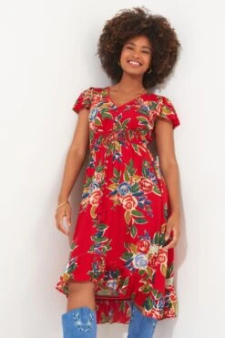 Joe Browns Kleid Mit Volantsaum Und Rosenprint -MONSON Kleidung Geschaft N76441s5