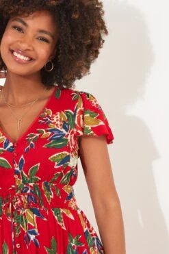 Joe Browns Kleid Mit Volantsaum Und Rosenprint -MONSON Kleidung Geschaft N76441s6