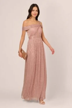 Adrianna Papell Kleid In Metallic-Knitteroptik, Rosa -MONSON Kleidung Geschaft N76792s3