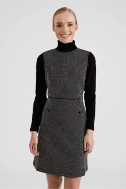 Hobbs Violet Ponte-Kleid, Schwarz