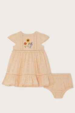 MONSOON Baby-Kleid Mit Lochstickerei Und Höschen