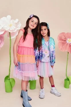 MONSOON Dobby-Kleid Mit Regenbogendesign