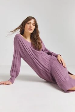 Simply Be Geripptes Midaxi-Kleid Mit V-Ausschnitt, Violett -MONSON Kleidung Geschaft N98 574s3