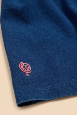 White Stuff Blaues Jersey-Kleid Mit Bindedetail An Der Schulter -MONSON Kleidung Geschaft N98602s3