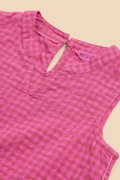 White Stuff Kariertes Kleid Mit Kurzen Ärmeln, Rosa -MONSON Kleidung Geschaft N98628s3