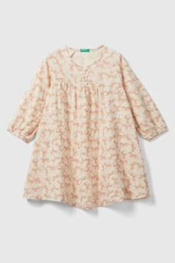 Benetton Mädchen Kleid Aus Baumwolle, Rosa