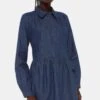 Whistles Blaues Winnie Chambray Denim Kleid -MONSON Kleidung Geschaft Q63682s