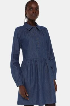 Whistles Blaues Winnie Chambray Denim Kleid