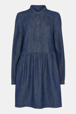 Whistles Blaues Winnie Chambray Denim Kleid -MONSON Kleidung Geschaft Q63682s5