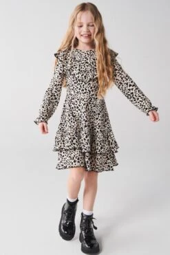 River Island Fouchette-Kleid Mit Tiermuster Für Mädchen