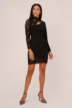 Aidan By Adrianna Papell Kleid Aus Mischgewebe, Schwarz -MONSON Kleidung Geschaft Q74634s3