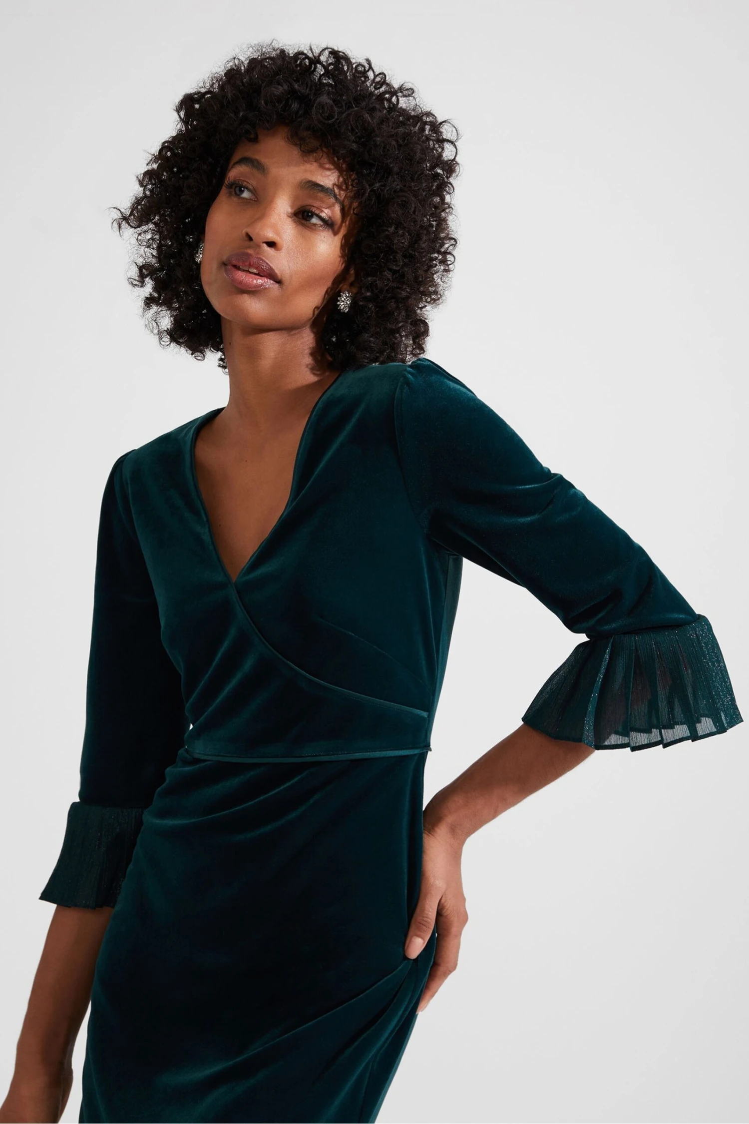 Hobbs Melodie Kleid Aus Samt, Grün 5 Hobbs Melodie Kleid Aus Samt, Grün – Bild 3