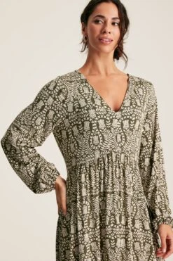 Joules Nia Wadenlanges Gemustertes Kleid Mit Taschen Und Langen Ärmeln -MONSON Kleidung Geschaft Q81254s4