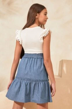 Lipsy Chambray-Kleid Mit Minirock (5–16 Jahre) -MONSON Kleidung Geschaft Q82792s3