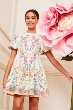 Lipsy Scuba Kleid Für Besondere Anlässe Mit Puffärmeln (5–16 Jahre)