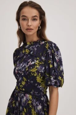 Bedrucktes Mini Kleid „Florere“ Mit Puff ärmel -MONSON Kleidung Geschaft Q83332s3