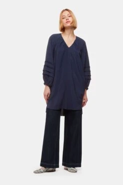 Whistles Grace Kleid Mit V-Ausschnitt, Blau -MONSON Kleidung Geschaft Q88058s3