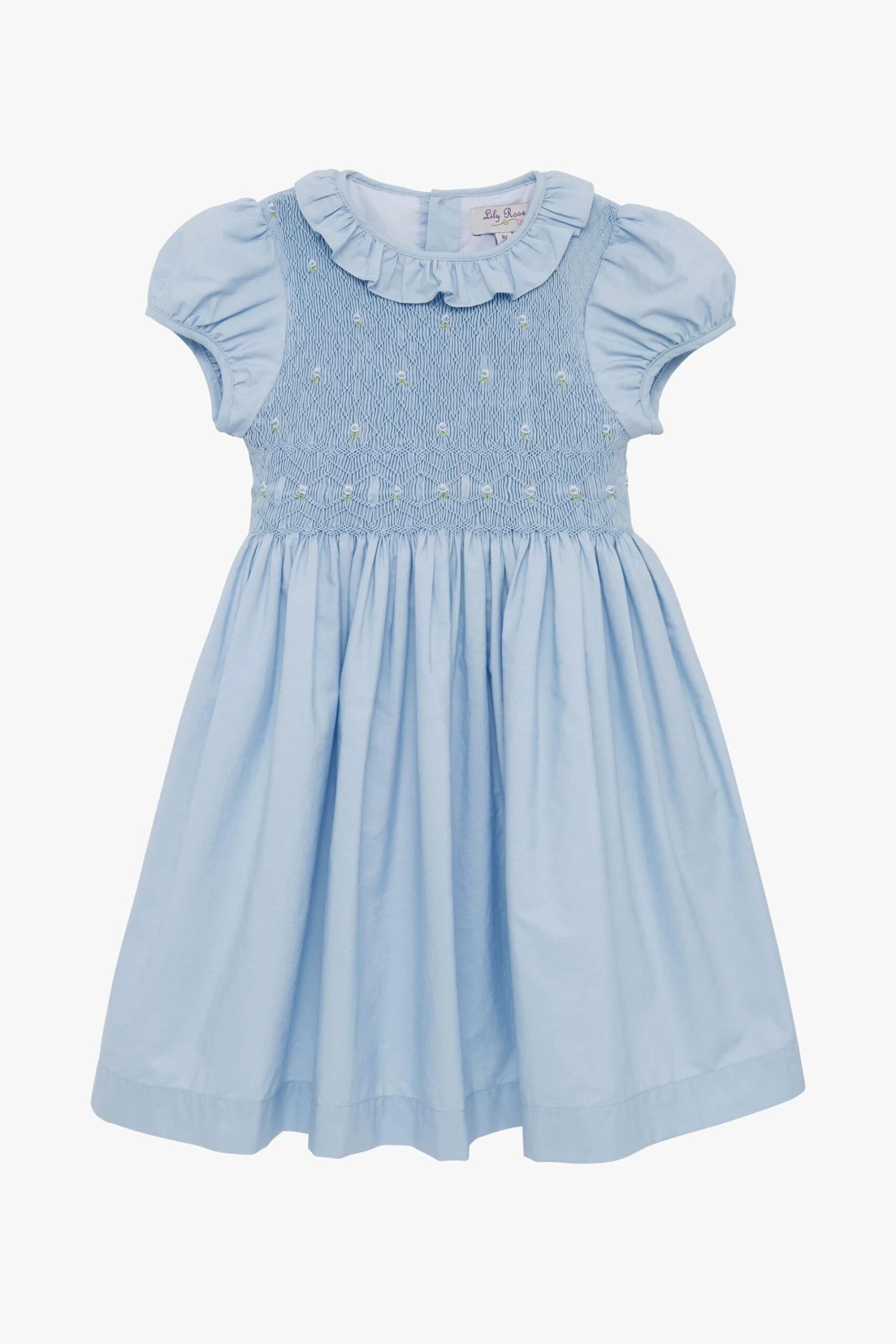 Trotters London Willow Rose Handgesmoktes Kleid, Blau 3 Trotters London Willow Rose Handgesmoktes Kleid, Blau