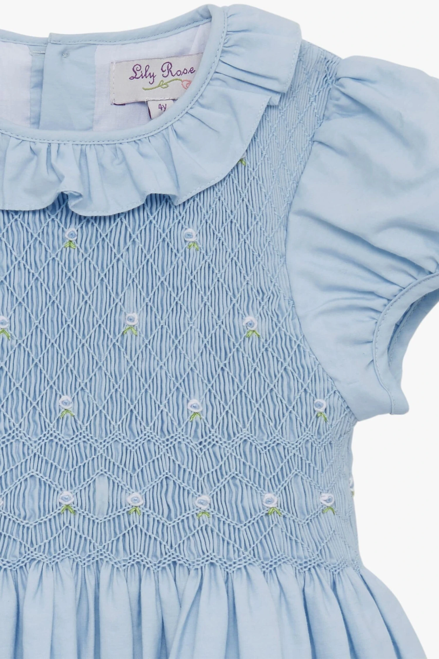 Trotters London Willow Rose Handgesmoktes Kleid, Blau 5 Trotters London Willow Rose Handgesmoktes Kleid, Blau – Bild 3