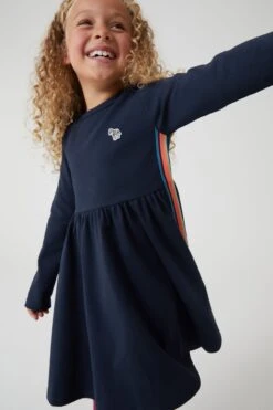 Paul Smith Junior Mädchen Ponte-Kleid Mit Streifen Und Zebra-Logo