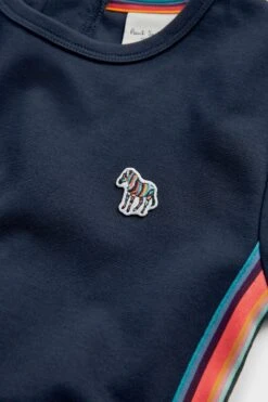 Paul Smith Junior Mädchen Ponte-Kleid Mit Streifen Und Zebra-Logo -MONSON Kleidung Geschaft T89509s11