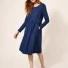 White Stuff Denim Blaues Marsia Jersey Kleid -MONSON Kleidung Geschaft U40421s