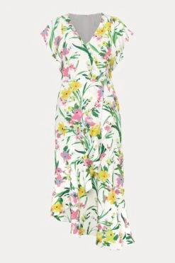 Phase Eight Evelin Bedrucktes Kleid Mit Rüschensaum, Creme -MONSON Kleidung Geschaft U60789s5