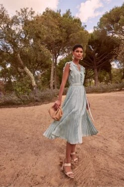 Phase Eight Carmella Plissiertes Kleid, Grün